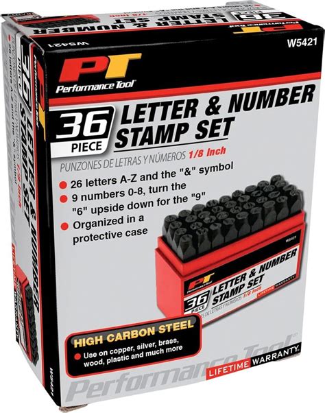 Performance Tool W5421 36 Piece 1 8 Inch Steel Letter Number Stamping