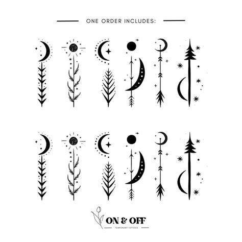 Temporary Finger Tattoo Wilderness Tattoo Pack X 12 Units Minimalist