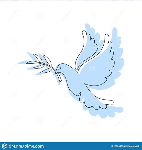 Blue Pigeon Silhouette Dove Of Peace With Olive Branch Vector Hand