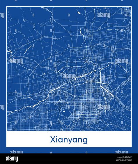 Xianyang China Asia City Map Blue Print Vector Illustration Stock