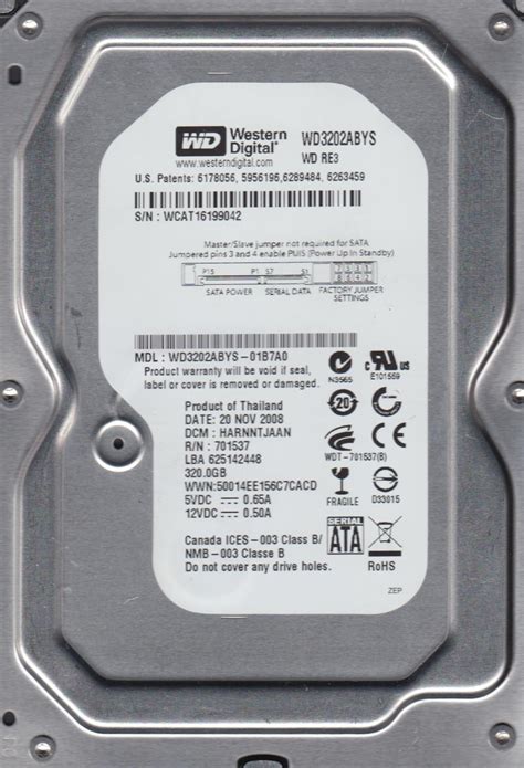 WD3202ABYS-01B7A0, DCM HARNNTJAAN, Western Digital 320GB SATA 3.5 Hard ...