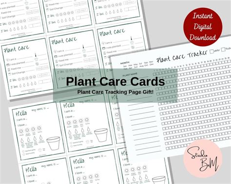 Plant Care Cards Tags Sheet Printable Plant Care Journal Digital