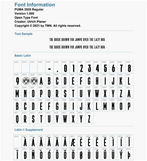 Puma Borussia Dortmund 2020 2021 Kit Font Player Font