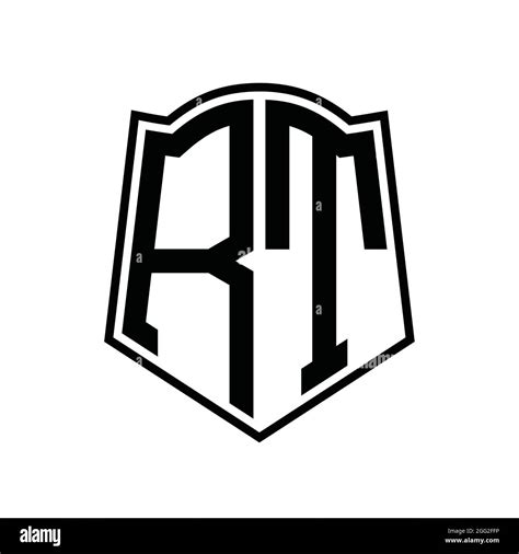 RT Logo Monogram With Shield Shape Outline Design Template Isolated In