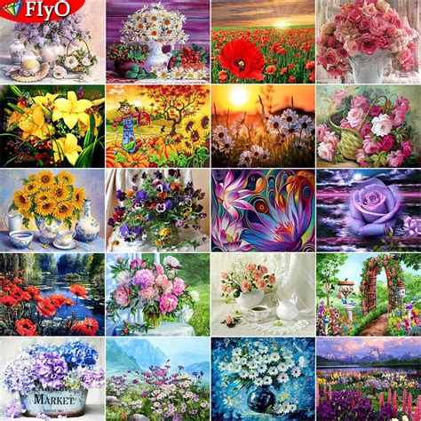 Купить Полный квадратный/круглый алмазная живопись цветы 5D DIY ...