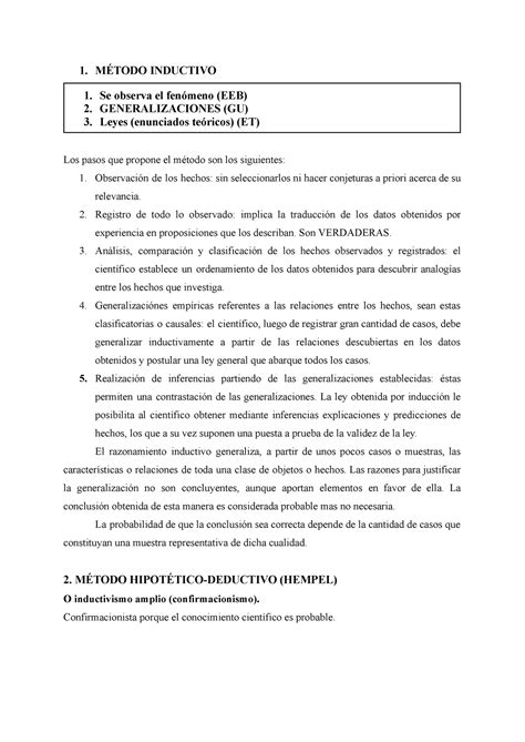 Segundo Parcial Ipc Resumen M Todo Inductivo Se Observa El