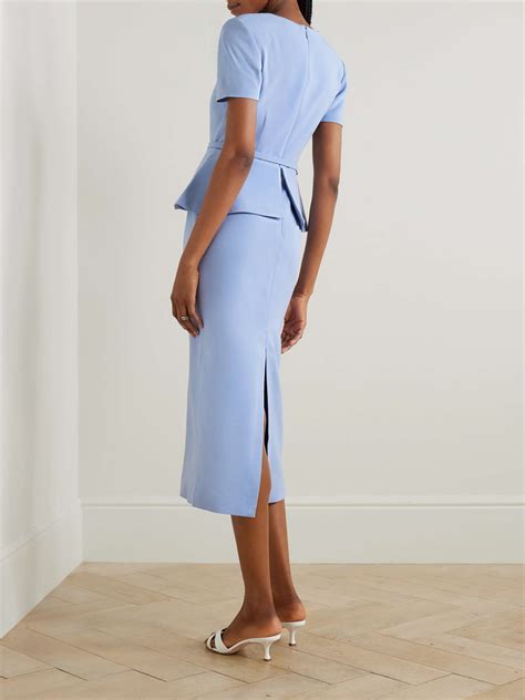 Roland Mouret Belted Silk Blend Crepe Peplum Midi Dress Net A Porter