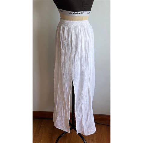 J Crew White Maxi Skirt Plus Size Highwaist Beach Summer Swimsuit Bikini Cover Up Side Slit