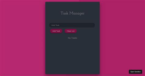 Task Manager React With Context And Hooks Codesandbox