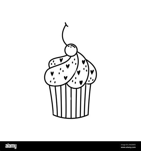 Vector Illustration Of Muffins With Cream With Decoration For Valentine