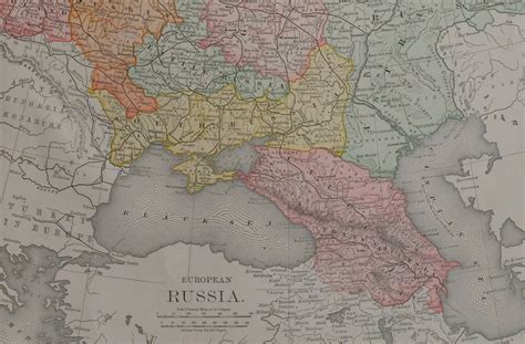 Original Map European Russia Crimea Poland Finland Astrakhan