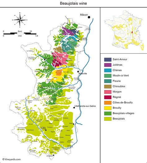 Beaujolais Map Of Vineyards Wine Regions