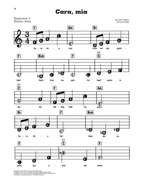 Cara, Mia by Jay & The Americans Sheet Music for E-Z Play Today at