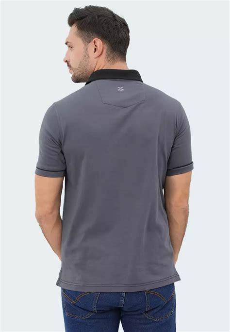 Jual LGS LGS Kaos Polo Kerah Hitam Slim Fit Abu JWS 325