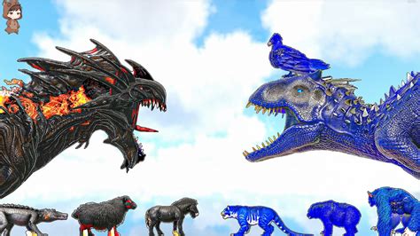 All Demonic Creatures VS All Celestial Creatures ARK Mod Battle Ep