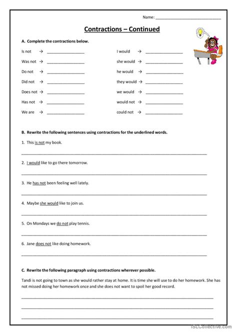 Contractions English ESL Worksheets Pdf Doc