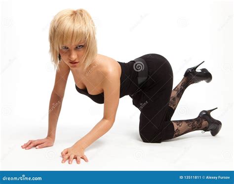 Femme Blonde Chaude Image Stock Image Du Isolement Noir