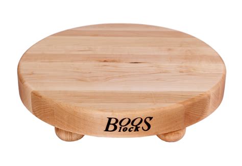 された John Boos Round Maple Wood End Grain Chopping Block with Feet 12