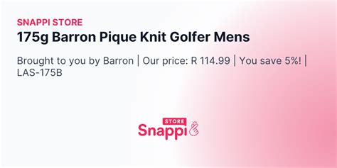 175g Barron Pique Knit Golfer Mens Snappi Store