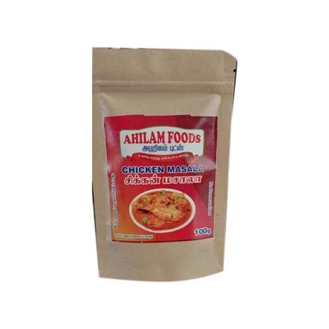 Ahilam Foods Chicken Cooking Masala Packaging Size 100 G Packaging