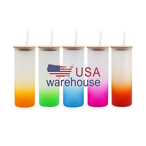 High Quality Diy Blanks Frosted Sublimation Straight Ombre Colorful 25oz Gradient Glass With