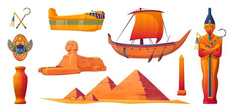 Egypt Temple Pharaoh And Sarcophagus Vector Set 21795412 Vector Art At