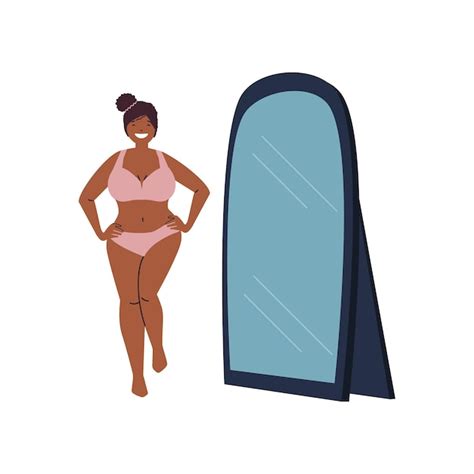 Premium Vector Women Looking Standing In Front Of The Mirror