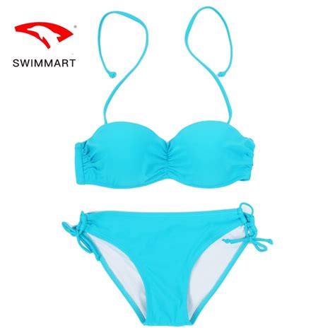 Swimmart Bikini Solid Color Steel Tube Swimsuit Swimwear Women High