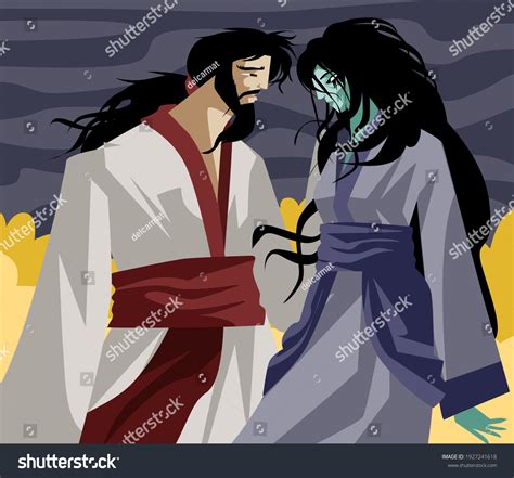 izanami e izanagi historia de mitología vector de stock libre de