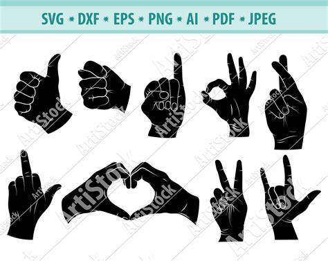 Hand Gestures Svg Hand Sign Svg Peace Sign Svg Love Sign Etsy