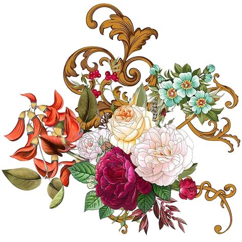 Illustration Vectorielle De Beau Bouquet Ensemble Floral Feuille De