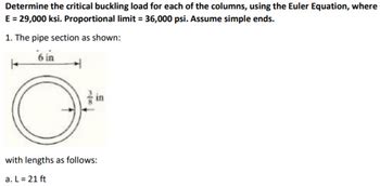 Answered Determine The Critical Buckling Load For Each Of The Columns