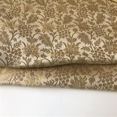 Silk Jacquard Fabric Silk Brocade Fabric By The Yard Ivory Etsy