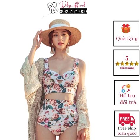 Đồ bơi nữ đi biển mảnh kín đáo DILYS BK Bikini bigsize phong cách hàn quốc dây hoa hồng