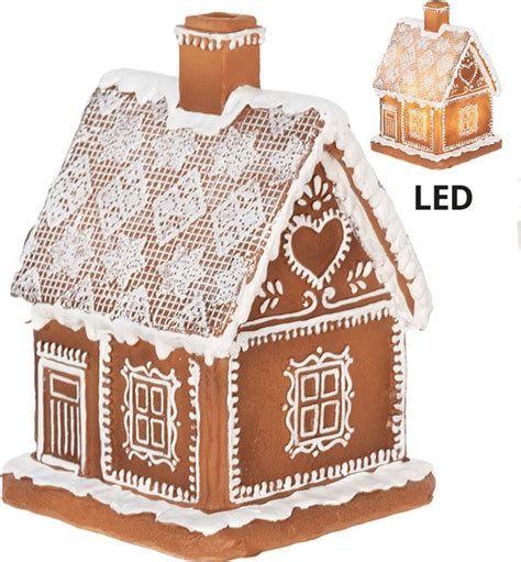 Clayre Eef Kerstdecoratie Met Led Verlichting Huis Cm Bruin