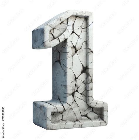 Number 1 Cracked Apocalyptic Number 3d Concrete Old Cracked Numeral