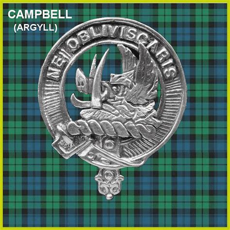 Campbell Argyll Clan Badge Scottish Plaid Brooch Etsy