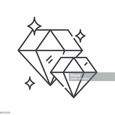 Vetores De Ícone De Imagem De Diamante Ilustração Isolada Linear Vetor De Linha Fina Sinal De