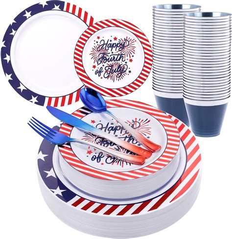 Amazon Supernal 180pcs 4th Of July Plastic Plates Red White Blue