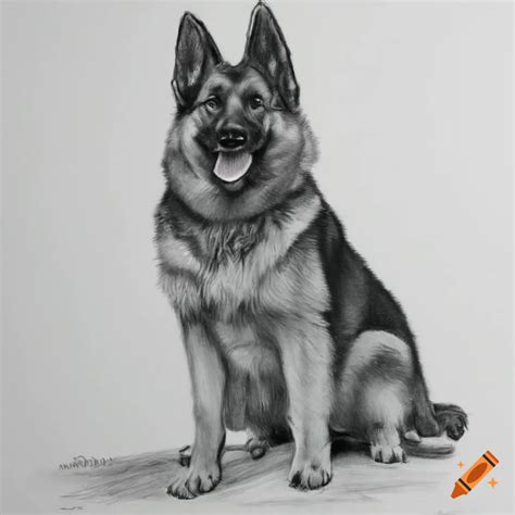 Realistic Pencil Drawing Of A Sitting German Shepherd On Craiyon