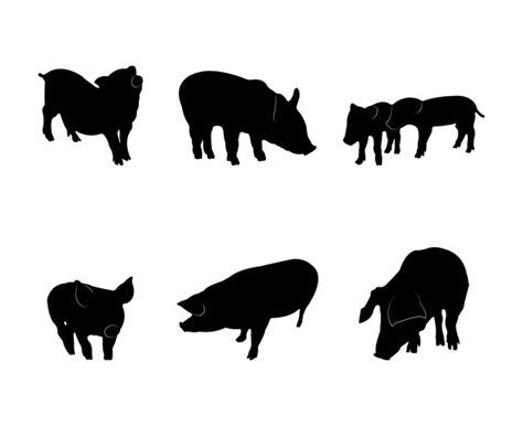 Premium Vector Collection Of Black Silhouettes Pigs