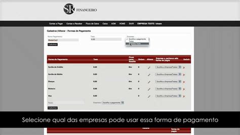 Cadastrando Uma Nova Forma De Pagamento Recebimento Sr Financeiro