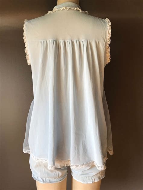 Vtg S Powder Baby Blue Babydoll And Bloomer Set Lingerie Etsy