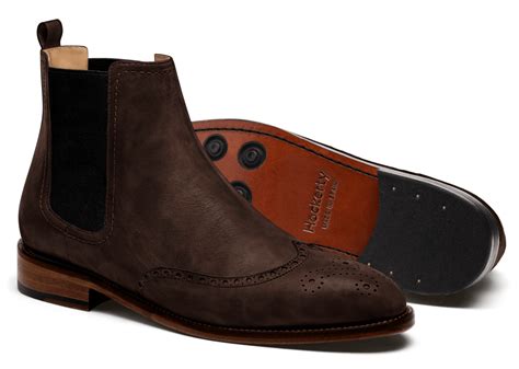 Brogue Chelsea Boots - brown waxed leather