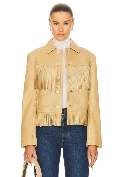 Polo Ralph Lauren Fringe Jacket In Tan Fwrd