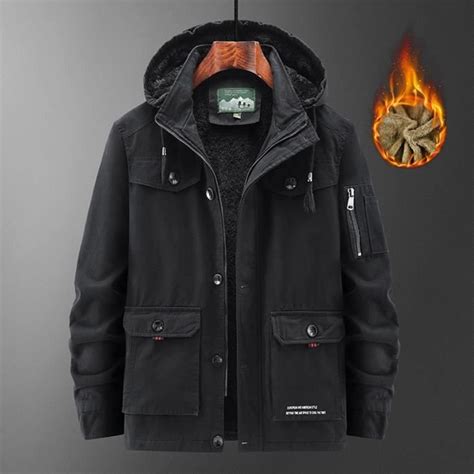 Parka Homme Hiver Doublée polaire A Capuche amovible Manches longues