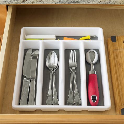 Plastic Cutlery Tray with Rubber-Lined Compartments, White - Walmart.com