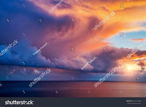 Fantastic View Dark Overcast Sky Dramatic Stock Photo 401616580