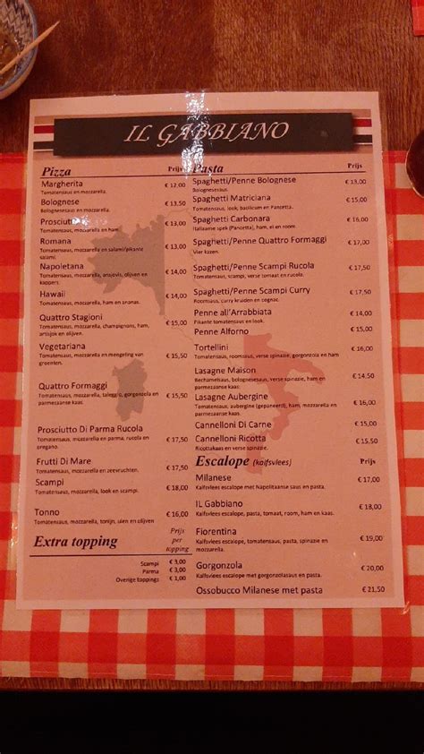 Menu At Il Gabbiano Ostend Nieuwpoortsesteenweg 62