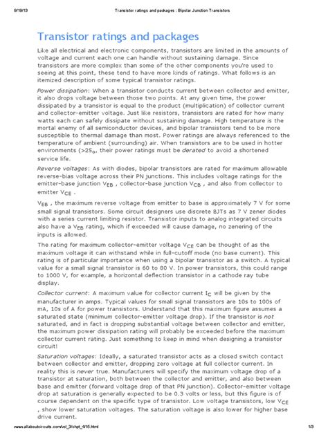 PDF Transistor Ratings And Packages Bipolar Junction Transistors